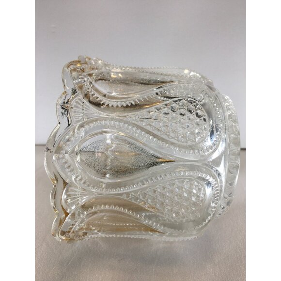 Vtg Pressed Glass Bowl Loops & Drops Pattern Art Deco Scalloped Rim 4.5 Tall - Picture 7 of 7